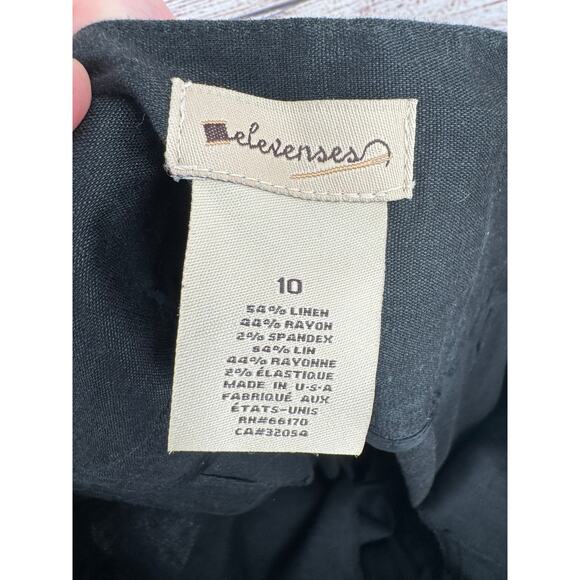 Elvenses Anthropologie Linen Blend Wide Leg Pants Womens 10 Black - Picture 8 of 11